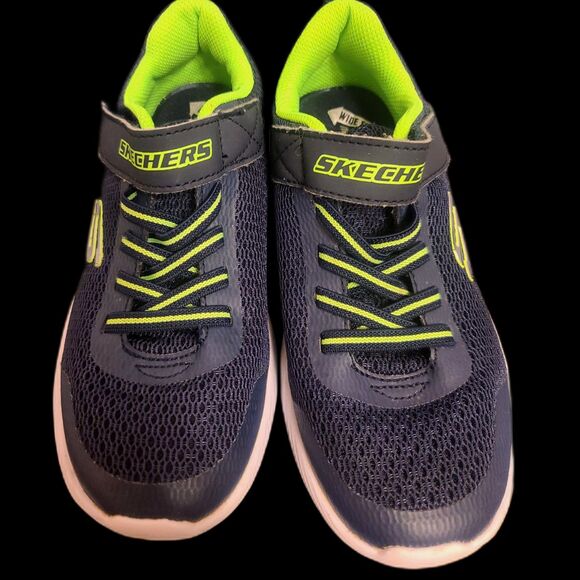 Skechers Kids' Dyna-lite Comfort Sneaker Black Neon Green Size 2.5 - Picture 2 of 8